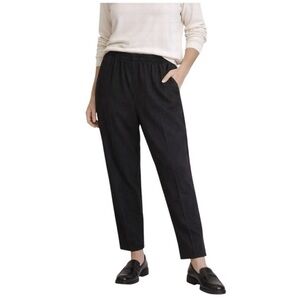 COS Wool Tapered Pull On Pants Elastic Waist Black Business Casual Ankle US 10